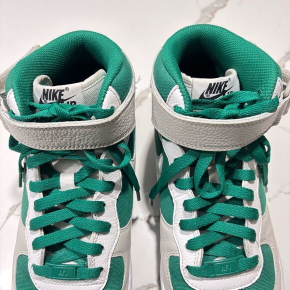 Nike Air Force 1 Mid By You Green Leather Canvas Sneakers 9 Athletic DV3903 900 - Picture 10 of 13